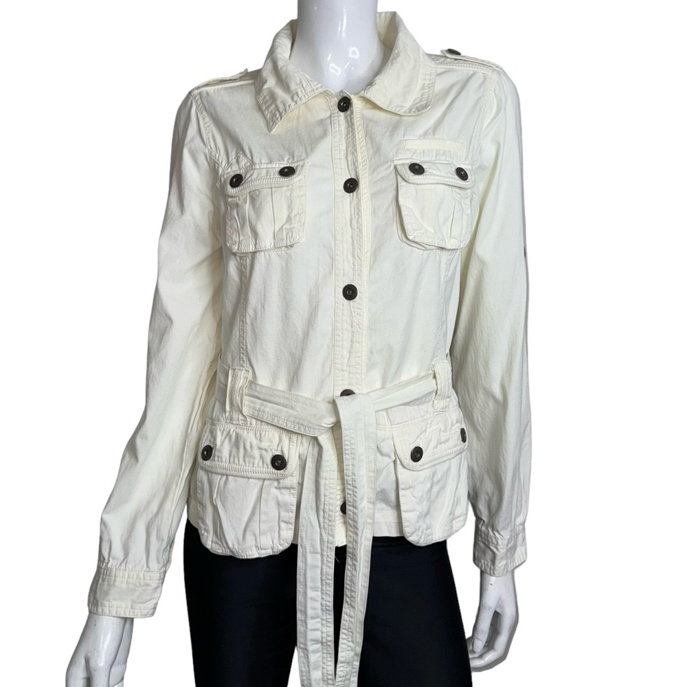 🤑 5/$25 Charlotte Russe 100% Cotton Off White Utility Cargo Jacket